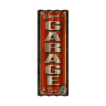 Garage and Tire Corrugated Sign