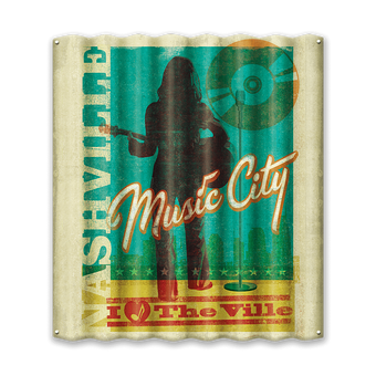 Nashville Music City Woman Corrugated Sign