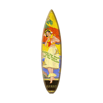 Butterfly Hula Girl - Surfboard Wooden Sign