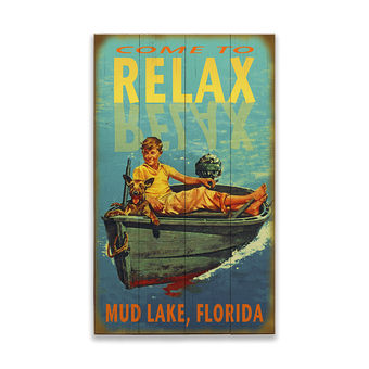 Relax Boy in Boat Sign