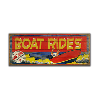 Boat Rides Bright Red Sign