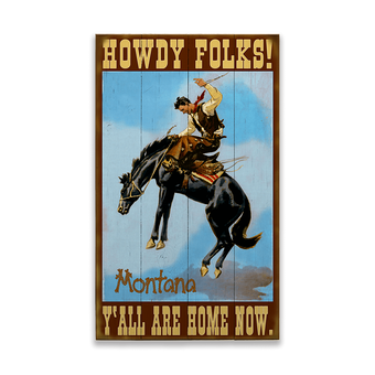 Howdy Folks Bronc Rider Sign