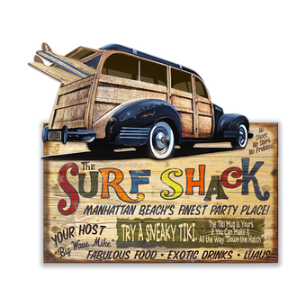 Surf Shack with Woody (2pc.) Sign