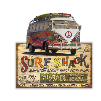 Surf Shack with Bus (2 Pc) Sign