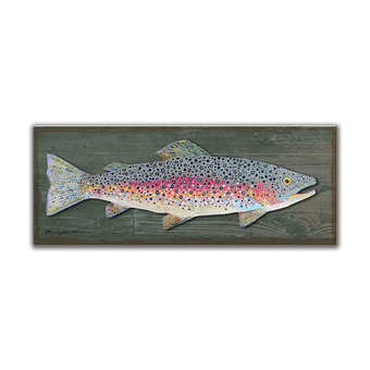 Rainbow Trout Metal and Wood - Sign