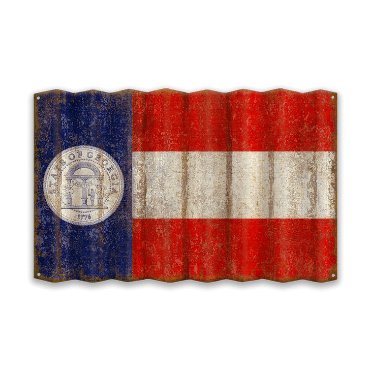 Georgia State Shape Wood Flag