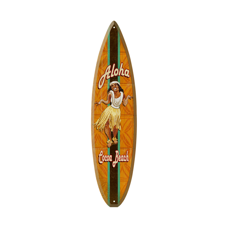 Aloha Hula Girl - Surfboard Wooden Sign - ALOHA SURFBOARD