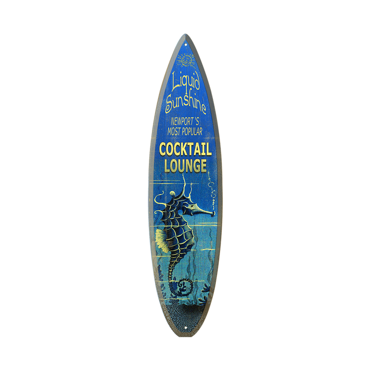 Seahorse Cocktail Lounge - Surfboard Wooden Sign - SEAHORSE SURFBOARD