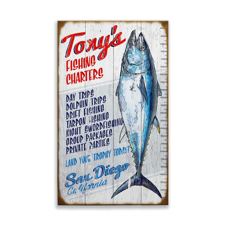 Trophy Fishing Charters Sign - Old Wood Signs