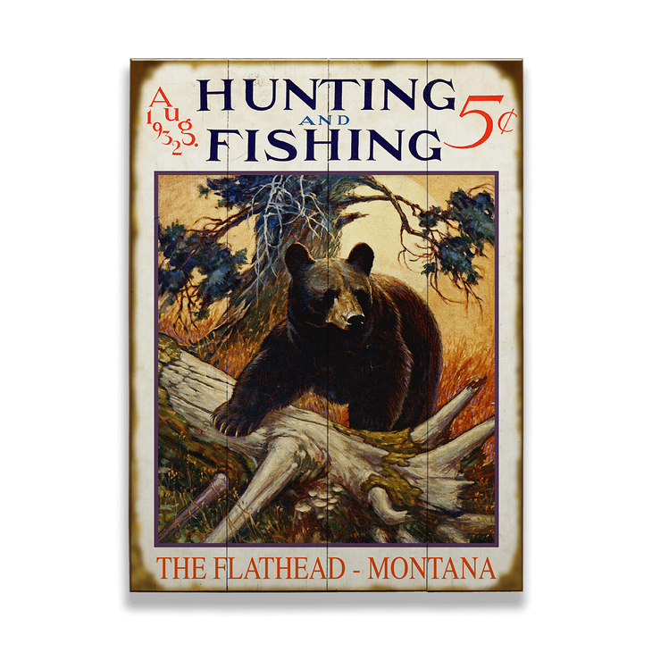 Hunting and Fishing black bear - Old Wood Signs