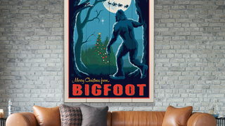 Bigfoot Christmas vintage wall decor sign from oldwoodsigns.com