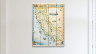 California road trip wood plank wall art map sign hung up as home decor from oldwoodsigns.com