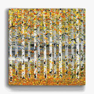 Fall Aspens - Square Metal Box Art Metal Box Art Nancy Seiler