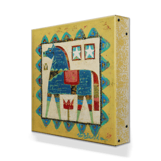 Blue Dala Horse - Metal Box Art Metal Box Wall Art Shelle Lindholm