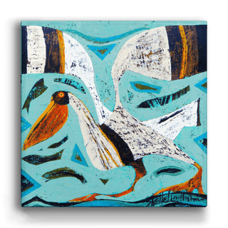 Pelican in the Abstract (2) - Metal Box Art Metal Box Art Shelle Lindholm