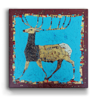 Rocky Mountain Elk Blue - Metal Box Art Metal Box Wall Art Shelle Lindholm