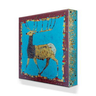 Rocky Mountain Elk Blue - Metal Box Art Metal Box Wall Art Shelle Lindholm