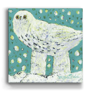 Snowy Owl on Green - Metal Box Art Metal Box Wall Art Shelle Lindholm