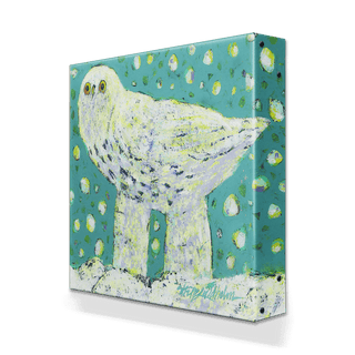 Snowy Owl on Green - Metal Box Art Metal Box Wall Art Shelle Lindholm