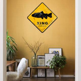 Fish Crossing - Metal Wall Art Wood & Metal Signs Old Wood Signs