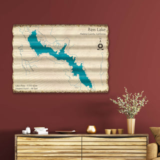 Bass Lake, California - Corrugated Metal Wall Art Corrugated Metal Lake Art