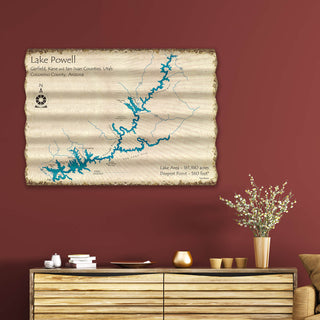 Lake Powell, Utah/Arizona - Corrugated Metal Wall Art Corrugated Metal Lake Art