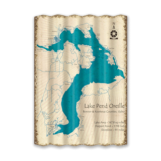 Lake Pend Oreille, Idaho - Corrugated Metal Wall Art Corrugated Metal Lake Art