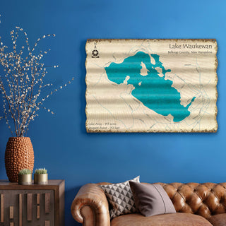 Lake Waukewan, New Hampshire - Corrugated Metal Wall Art Corrugated Metal Lake Art