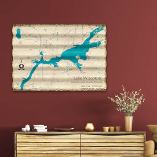 Lake Wisconsin, Wisconsin - Corrugated Metal Wall Art Corrugated Metal Lake Art