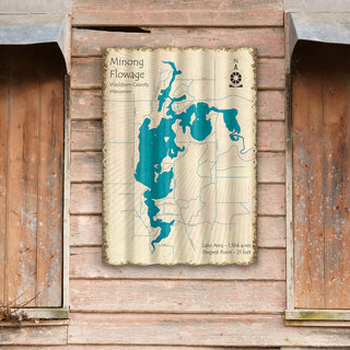 Minong Flowage, Wisconsin - Corrugated Metal Wall Art Corrugated Metal Lake Art