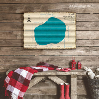 North Manistique Lake, Michigan - Corrugated Metal Wall Art Corrugated Wall Art Lake Art