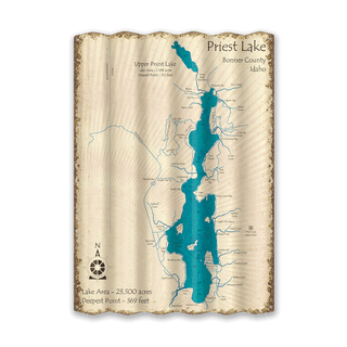 Priest Lake, Idaho - Corrugated Metal Wall Art Corrugated Metal Lake Art