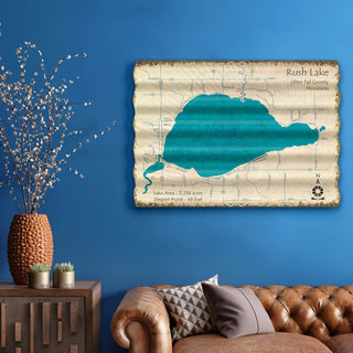 Rush Lake, Otter Tail Minnesota - Corrugated Metal Wall Art Corrugated Metal Lake Art