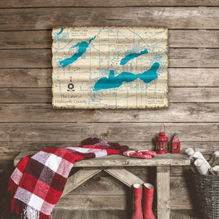 The Lakes of Walworth County, Wisconsin - Corrugated Metal Wall Art Corrugated Metal Lake Art