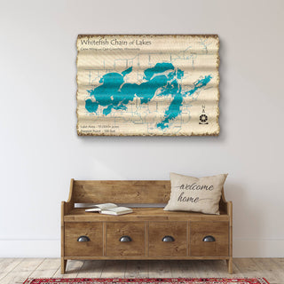 Whitefish Chain of Lakes - Corrugated Metal Wall Art Corrugated Metal Lake Art