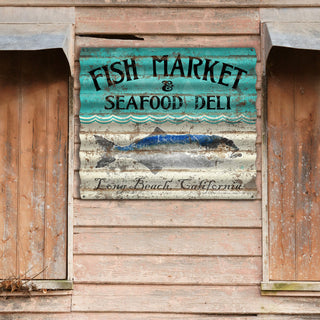 Fish Market & Seafood Deli - Corrugated Metal Wall Art Corrugated Metal FishAye Trading Company