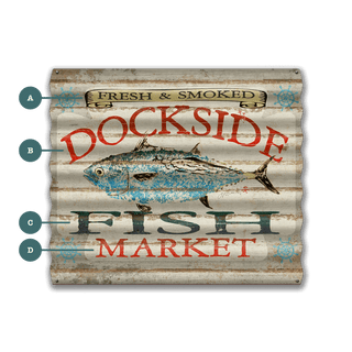 Dockside Fish Market - Corrugated Metal Wall Art Corrugated Metal FishAye Trading Company