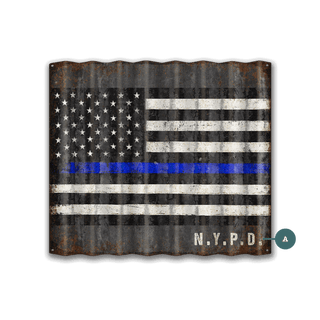 Thin Blue Line - Corrugated Metal Wall Art Corrugated Metal Old Wood Signs