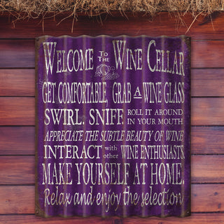 Welcome to the Wine Celler - Corrugated Metal Wall Art Corrugated Metal Old Wood Signs
