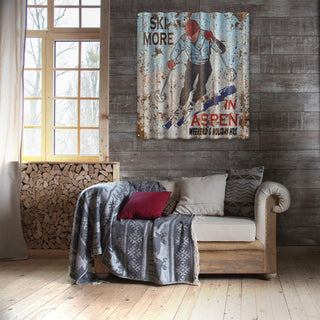 Ski More, Worry Less - Corrugated Metal Wall Art Corrugated Metal Marty Mummert Studio