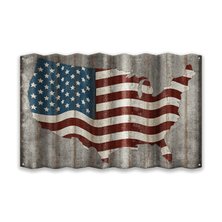 USA Map - Corrugated Metal Wall Art Corrugated Metal Old Wood Signs