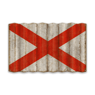 Alabama State Flag - Corrugated Metal Wall Art Corrugated Metal Old Wood Signs