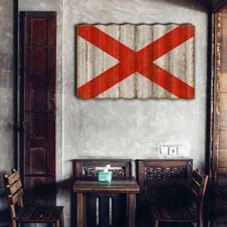Alabama State Flag - Corrugated Metal Wall Art Corrugated Metal Old Wood Signs
