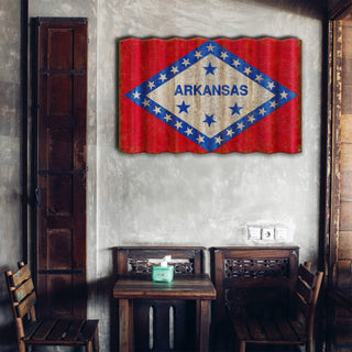 Arkansas State Flag - Corrugated Metal Wall Art Corrugated Metal Old Wood Signs