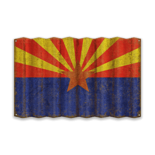 Arizona State Flag - Corrugated Metal Wall Art Corrugated Metal Old Wood Signs