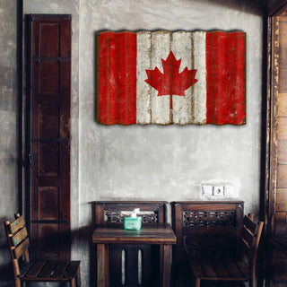 Canadian Flag - Corrugated Metal Wall Art Corrugated Metal Old Wood Signs