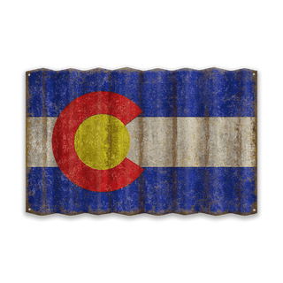 Colorado State Flag - Corrugated Metal Wall Art Corrugated Metal Old Wood Signs