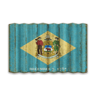 Delaware State Flag - Corrugated Metal Wall Art Corrugated Metal Old Wood Signs