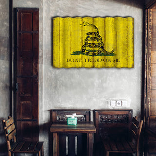 Gadsden Flag - Corrugated Metal Wall Art Corrugated Metal Old Wood Signs