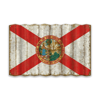 Florida State Flag - Corrugated Metal Wall Art Corrugated Metal Old Wood Signs